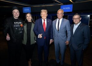 Donald Trump with Elon Musk, Tulsi Gabbard, RFK Jr, and Speaker of the House Mike Johnson at the UFC (the Ultimate Fighting Championship), an American mixed martial arts organization, 16 November 2024. Source: Office of Speaker Mike Johnson (public domain).