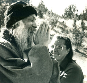 My mother and our master, Osho, circa 1984, at Rajneeshpuram (City of the Lord of the Full Moon) AKA Rancho Rajneesh, the Osho’s Oregon Commune.